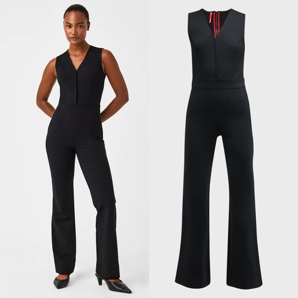 NWT SPANX | The Perfect Sleeveless Wide-Leg Jumpsuit in Classic Black | Size S - Picture 1 of 15